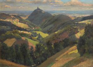 BRAUER Wilhelm 1924,Thüringer Landschaft mit Burgruine,Wendl DE 2018-06-21