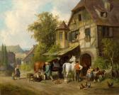 BRAUN Reinhold 1821-1884,Blick auf eine malerische Hufschmiede mit Figurens,1879,Zeller 2018-12-05