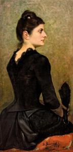 BRAUNECKER Ernestin, Stina 1865-1913,Lady with handheld fan,1899,Nagyhazi galeria HU 2021-02-23