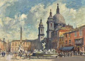 BREACH Edward R 1868-1888,THE PIAZZA NAVONA, ROME,Sotheby's GB 2017-07-13