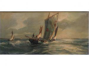 breack j.m 1800-1900,Sortie en mer, soleil couchant,Le Havre encheres FR 2008-11-11