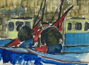 BREAKER Charles 1906-1985,French Crabbers in Newlyn (Pat Pickles),David Lay GB 2022-08-04