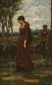 BREAKSPEARE William Arthur,A Lady in a woodland, with a figure behind,Rosebery's 2023-07-19