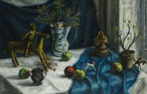 BRECHER Samuel 1897-1982,Still life with fruit and dolls,John Moran Auctioneers US 2019-10-13