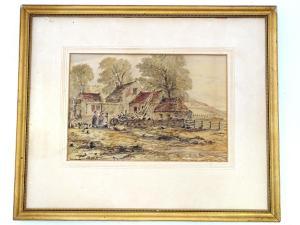 BRECKNER A,A farmstead scene with figures and animals in a la,Claydon Auctioneers 2020-08-22