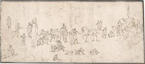 BREDAEL II Jan Pieter II van 1683-1735,Capriccio mit Figuren, Pferden und Hunden i,Galerie Bassenge 2023-06-09