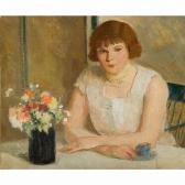 BREDIN Rae Sloan 1881-1933,GIRL AT TABLE,1933,Freeman US 2015-06-07