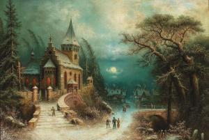 BREDOW Adolf,A Vast Winter Landscape with a Church and Figures ,Palais Dorotheum 2020-02-25
