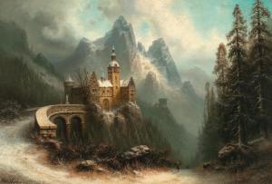 BREDOW Albert 1828-1899,A Snowy Castle in the Mountains,Palais Dorotheum AT 2022-12-12