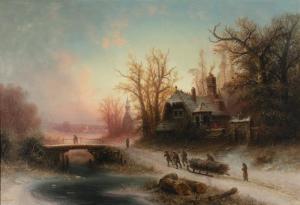 BREDOW Albert 1828-1899,Romantische Winterlandschaft,1887,Beurret Bailly Widmer Auctions 2022-04-08
