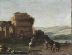 BREENBERGH Bartholomeus,An Italianate landscape with figures before a ruin,Christie's 2014-12-03