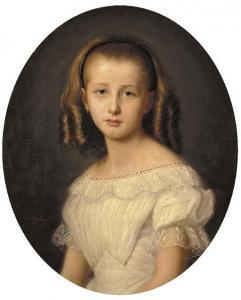 BREHMER Emil 1822-1895,Portrait of a young girl, half-length, wearing a w,1862,Christie's 2002-03-21