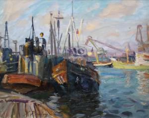 BREIKSS Nikolay 1911-1972,Ships in port,Antonija LV 2024-02-04
