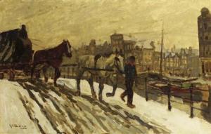 BREITNER Georg Hendrik 1857-1923,Sleperskar op de Prinsengracht in de sneeuw,Christie's 2003-10-16
