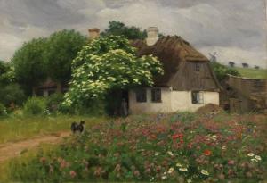 BRENDEKILDE Hans Andersen 1857-1942,Bauernhaus mit Blumenwiese,Ketterer DE 2013-05-14