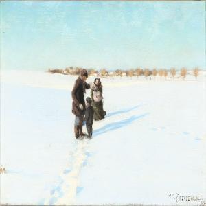 BRENDEKILDE Hans Andersen,Family walking in a snowy landscape,1888,Bruun Rasmussen 2013-09-09