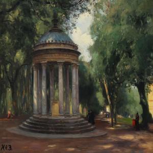 BRENDEKILDE Hans Andersen 1857-1942,From the garden at Villa Borghese,Bruun Rasmussen DK 2016-08-15