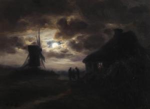 BRENDEKILDE Hans Andersen 1857-1942,Moonlight scene with a mill,Bruun Rasmussen DK 2024-02-05