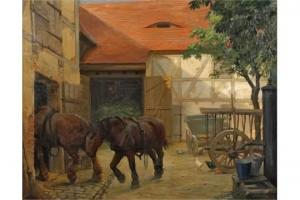 BRENDEL Karl Alexander 1877-1945,Pferde auf dem Bauernhof,1920,Mehlis DE 2015-11-19