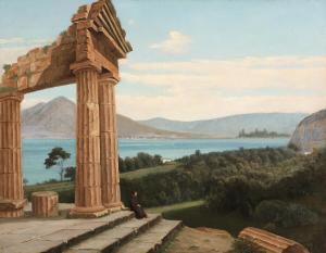 BRENDSTRUP Thorald,Italian landscape with a monk sitting at the ruins,Bruun Rasmussen 2024-02-05