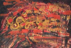 BRENNEIS Jo 1910-1994,Composition in red,1960,Peter Karbstein DE 2020-11-07