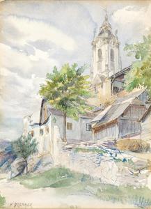BRENNER Franz 1873-1945,Der Kirchturm von Dürnstein in der Wachau,Palais Dorotheum AT 2023-10-04
