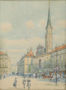 BRENNER Franz 1873-1945,Michaelerplatz in Vienna,Palais Dorotheum AT 2019-03-09