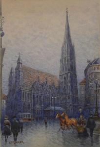 BRENNER Franz 1873-1945,STEPHANSDOM IN VIENNA,Zezula CZ 2016-12-10