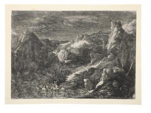 BRESDIN Rodolphe 1822-1885,Baigneuses dans la montagne,1865,Christie's GB 2024-04-12
