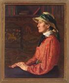 BRESGEN August 1888-1987,Portrait Frau Wiesmann im Interieur vor einem Wand,1910,Allgauer 2009-04-23