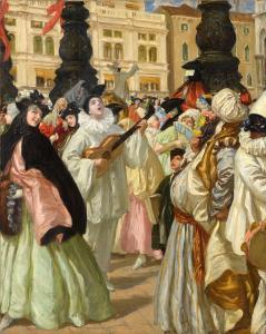 BRESSANIN Vittorio Emanuele 1860-1941,Carnevale a Venezia,1928,Meeting Art IT 2023-10-21