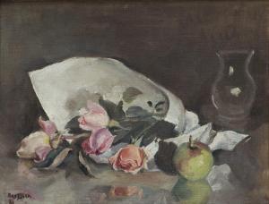BRESSLER Emile Alois L. 1886-1966,Nature morte aux roses,1931,Dogny Auction CH 2022-04-05