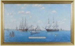 BRETT Oswald Longfield,Arrival of Ship Three BrothersNantucket,1970,Brunk Auctions 2019-05-17
