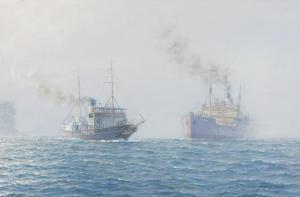 BRETT Oswald Longfield,Morning Mist, SS Lady Isobel and the Pilot Steamer,1987,Shapiro 2021-03-30