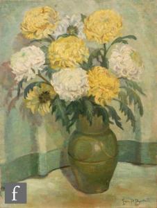 BRETTELL IRENE P,Chrysanthemums in a green pottery vase,Fieldings Auctioneers Limited GB 2019-11-16