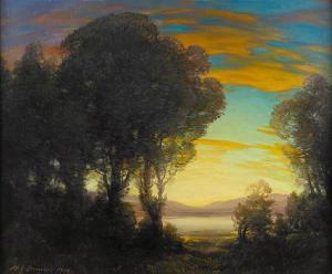 BREUER Henry Joseph 1860-1932,Sunset beyond a lake,1914,Bonhams GB 2010-04-05