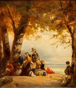 BREUHAUS DE GROOT Frans Arnold I 1796-1875,'Les émigrants' / Waiting for the ship to a n,Venduehuis 2020-09-09