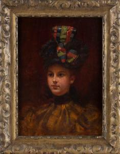BREUL Hugo 1854-1910,Lady wearing an unusual hat,Eldred's US 2022-11-03