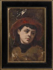 BREUL Hugo 1854-1910,Portrait of a young girl wearing a hat,Eldred's US 2021-03-04