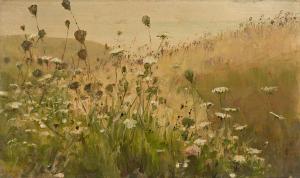 BREWSTER Anna Richards 1870-1952,Landscape with Wildflowers,1901,Swann Galleries US 2023-09-21