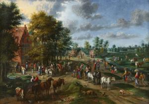 BREYDEL Karel 1678-1733,Große flämische Dorflandschaft mit reicher Staffage,Lempertz DE 2023-11-18