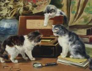 BRIARD Lucie 1800-1900,Kittens and musical box,Great Western GB 2023-01-18
