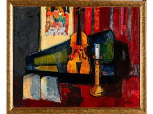 BRIATA Georges 1933-2019,Nature morte au violon,Hôtel des ventes d'Avignon FR 2024-03-22