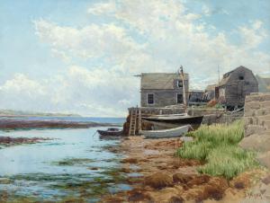 Bricher Alfred Thompson 1837-1908,Rocky Shore, Shelter Island, Maine,Cottone US 2023-11-29