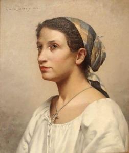 BRICOUX Jules Charles 1800-1900,Portrait d'une paysanne,1846,Osenat FR 2018-10-28