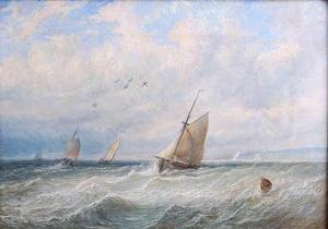 BRIDGEHOUSE Robert 1818-1881,Sailing boats in choppy seas off the coastlin,1862,Lacy Scott & Knight 2021-12-11