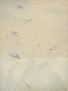 BRIDGES Fidelia 1834-1923,Swallows in the Wheat Fields,1872,Hindman US 2023-10-20