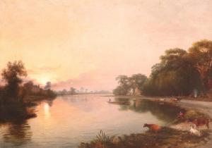 BRIDGES James 1802-1865,Sunset over the Thames at Oxford,Woolley & Wallis GB 2019-03-06