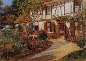 BRIDGMAN Frederick Arthur 1847-1928,maison fleurie en Normandie,1910,Sotheby's GB 2001-03-14