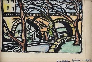 BRIDLE Kathleen 1900-1900,TREES BY A BRIDGE,Ross's Auctioneers and values IE 2021-03-24